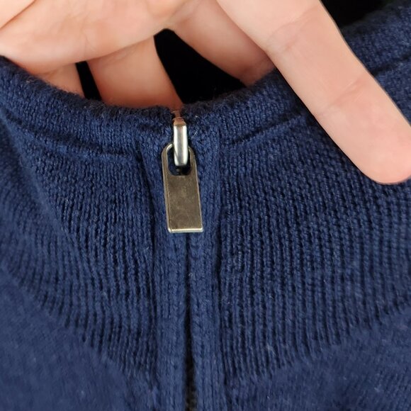 Nordstrom Washable Merino Wool Quarter Zip Lightweight Knit Sweater Navy Blue XL - Picture 6 of 9
